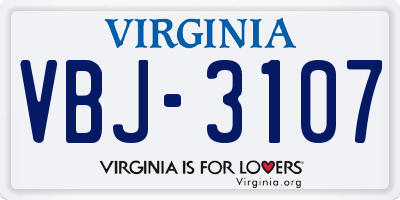 VA license plate VBJ3107