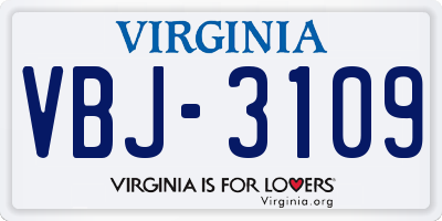 VA license plate VBJ3109