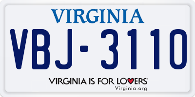 VA license plate VBJ3110