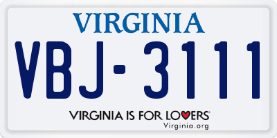 VA license plate VBJ3111
