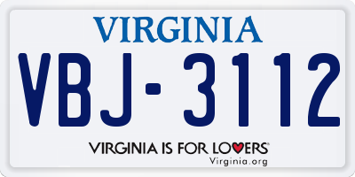 VA license plate VBJ3112