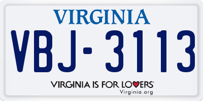 VA license plate VBJ3113