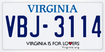 VA license plate VBJ3114