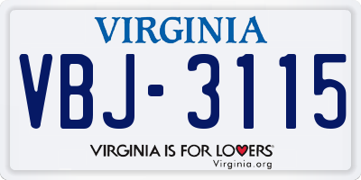 VA license plate VBJ3115