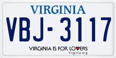 VA license plate VBJ3117
