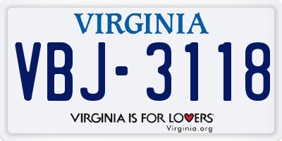 VA license plate VBJ3118