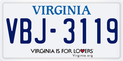 VA license plate VBJ3119
