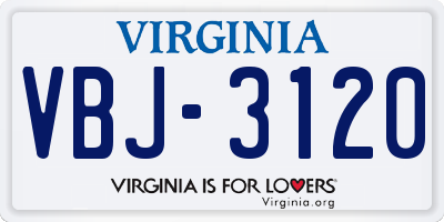 VA license plate VBJ3120
