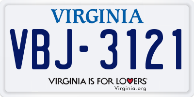VA license plate VBJ3121