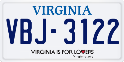 VA license plate VBJ3122