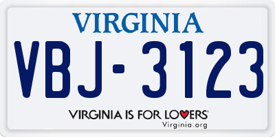 VA license plate VBJ3123
