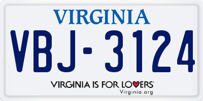 VA license plate VBJ3124