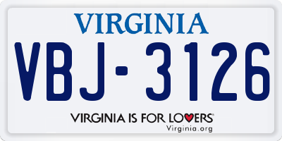 VA license plate VBJ3126