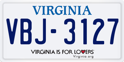 VA license plate VBJ3127