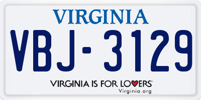 VA license plate VBJ3129