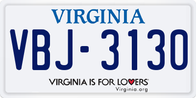 VA license plate VBJ3130