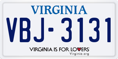 VA license plate VBJ3131