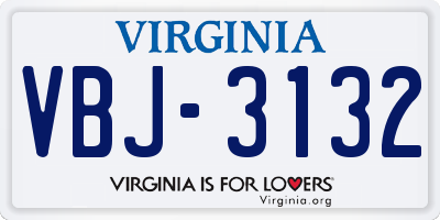 VA license plate VBJ3132