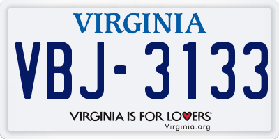 VA license plate VBJ3133