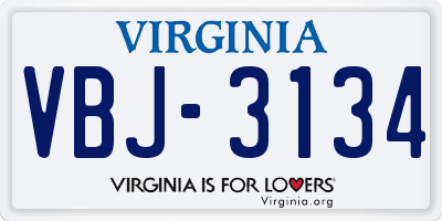 VA license plate VBJ3134