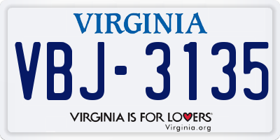 VA license plate VBJ3135