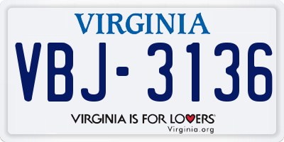VA license plate VBJ3136