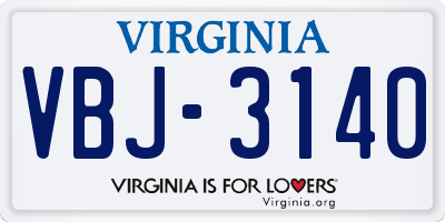 VA license plate VBJ3140