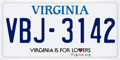 VA license plate VBJ3142