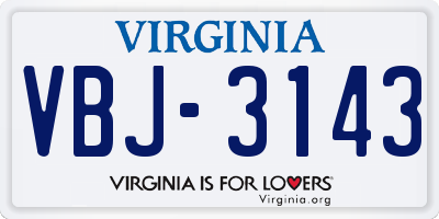 VA license plate VBJ3143