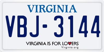 VA license plate VBJ3144