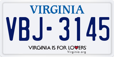 VA license plate VBJ3145