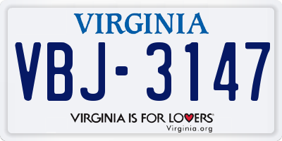 VA license plate VBJ3147