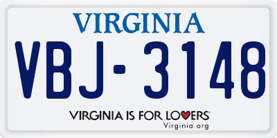 VA license plate VBJ3148