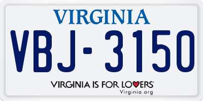 VA license plate VBJ3150