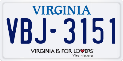 VA license plate VBJ3151