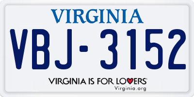 VA license plate VBJ3152