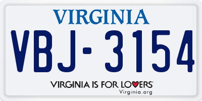VA license plate VBJ3154