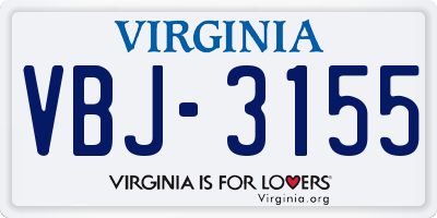 VA license plate VBJ3155