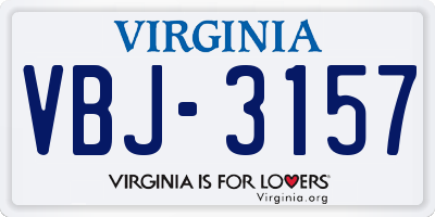 VA license plate VBJ3157