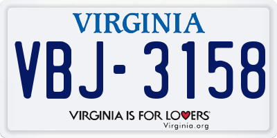 VA license plate VBJ3158