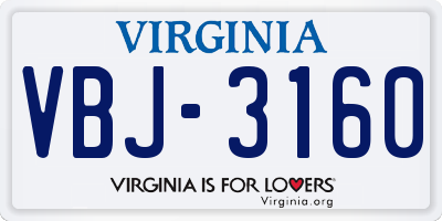 VA license plate VBJ3160