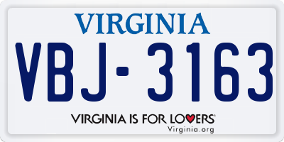 VA license plate VBJ3163