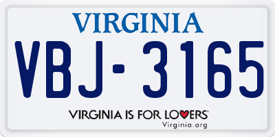VA license plate VBJ3165