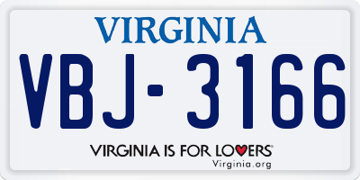 VA license plate VBJ3166