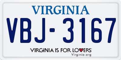 VA license plate VBJ3167