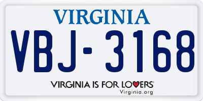 VA license plate VBJ3168