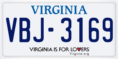 VA license plate VBJ3169