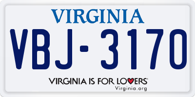 VA license plate VBJ3170