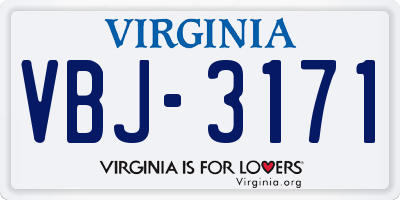 VA license plate VBJ3171