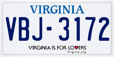 VA license plate VBJ3172